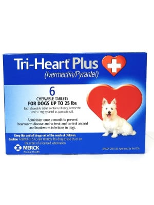 Tri Heart Plus for Dogs Up To 25 lbs, 6 Doses (Blue)