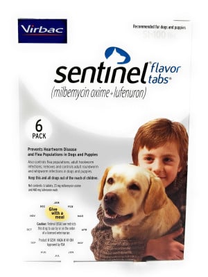 Sentinel Flavor Tabs for Dogs 51-100 lbs, 6 Doses (White)