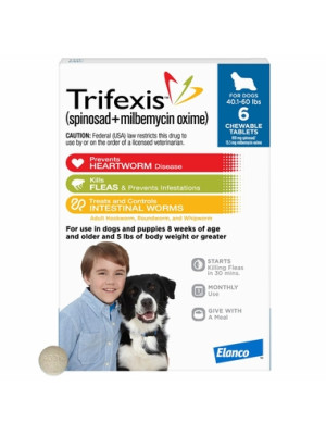 Image of Trifexis Chewable Tablets for Dogs 40.1-60lbs, 6 Doses (Blue)