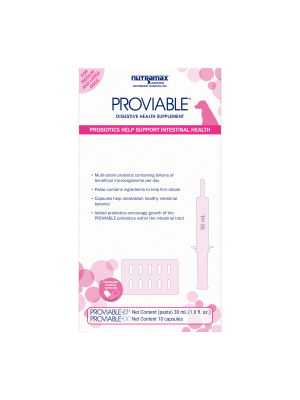 Nutramax Proviable Digestive Health Supplement Kit with Multi-Strain Probiotics and Prebiotics for Cats and Small Dogs, With 7-Strains of Bacteria
