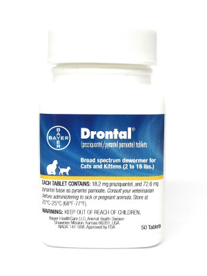 Image of Drontal for Cats 18.2 mg 50 Count Bottle