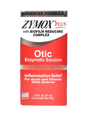 Zymox Plus Otic Enzymatic Solution with Hydrocortisone,1.25 oz Bottle